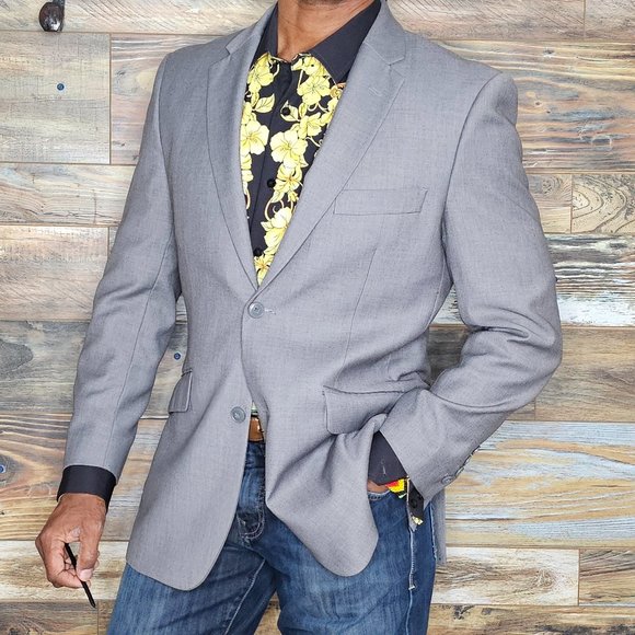 Giorgio Ferraro Super 120's Gray Double Vented Blazer Sport Jacket Size 40R - Picture 3 of 12